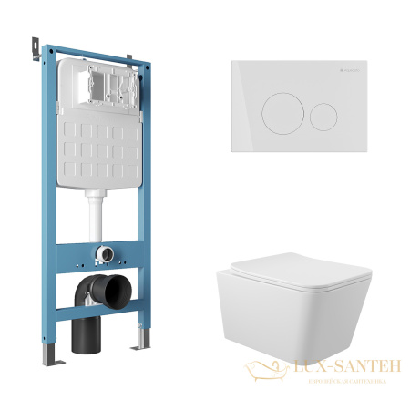 комплект aqueduto aqds180, инсталляция tecnica novo, панель смыва circulo novo, белая, унитаз macio, сиденье микролифт, белый