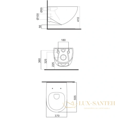 подвесной безободковый унитаз bettoserb fluenta 40006661b, белый