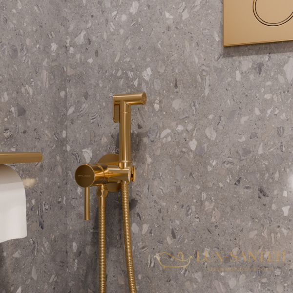 гигиенический душ со встроенным смесителем milacio ultra mcu.850.gd, золото брашированное