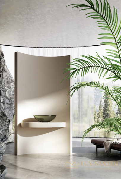 раковина накладная прозрачная abber kristall at2802vesuvian, 50х35 см, оливковый