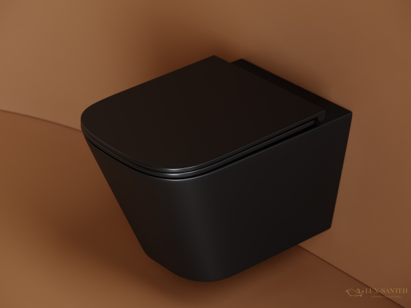 унитаз подвесной ceramica nova union, cn4009tmb, смыв торнадо, безободковый, с сиденьем микролифт, черный матовый