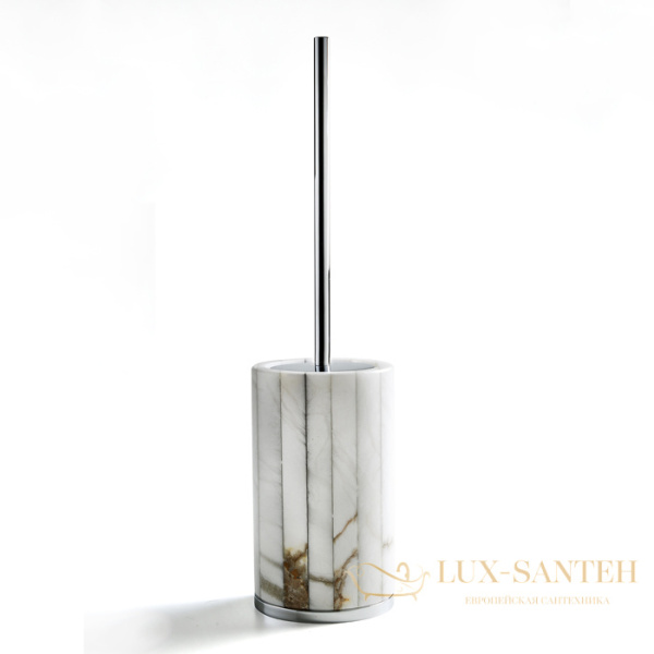ершик для унитаза напольный 3sc rigato, al17nk, алебастр/никель сатинированный полированный