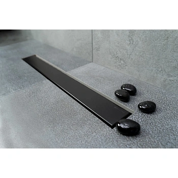 душевой канал pestan confluo frameless black matte line 13701259 300 мм 2 в 1 с основой под плитку, черный матовый