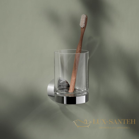 держатель стакана keuco reva, 12850019000, в комплекте с хрустальным стаканом, хром