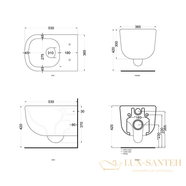 унитаз подвесной безободковый cielo era rimless 2,0, ervsk, 36.5x53x37h, в комплекте с крепежами, gloss white