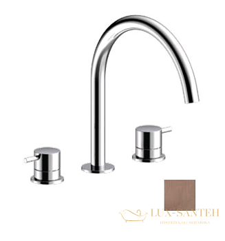 смеситель для раковины на 3 отверстия e214004.co, без донного клапана, медь брашированная pvd