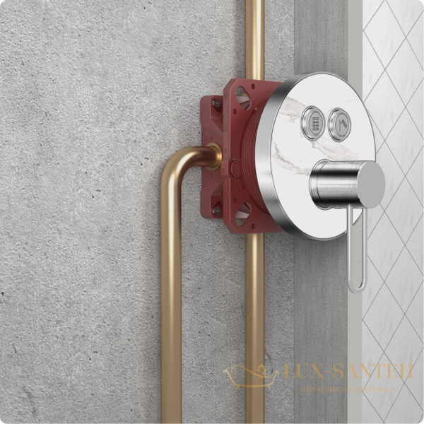 термостат встраиваемый для душа aquame aqm8801mb, на 2 потребителя, черный матовый