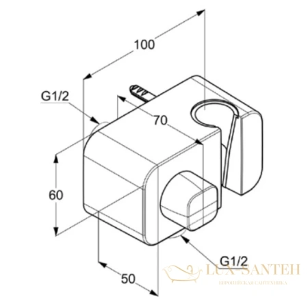 подключение для душевого шланга kludi a-qa 6556205-00, хром