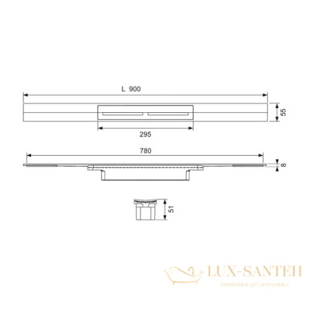 дренажный канал tece tecedrainprofile 670901 обрезной 500-900 мм, pvd сатин, черный хром