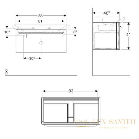 тумба под раковину geberit myday 824101000 880х405 мм, какао с молоком