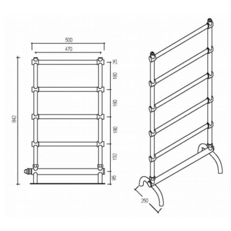 полотенцесушитель электрический напольный margaroli sole 556 5564704obnc, высота 84.2 см, ширина 50 см, состаренная бронза