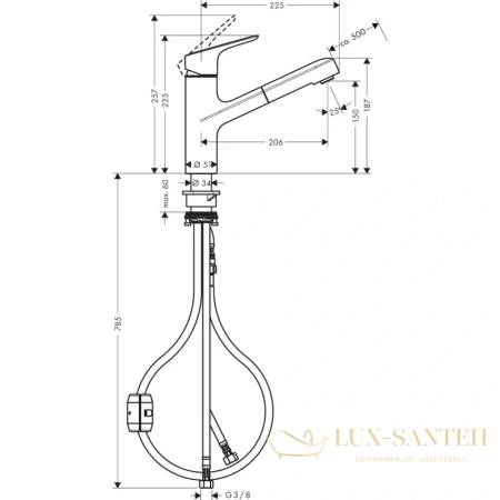 смеситель для кухни hansgrohe focus m43 71842800 сталь