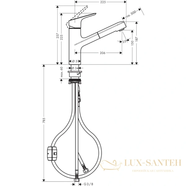 смеситель для кухни hansgrohe focus m43 71842800 сталь