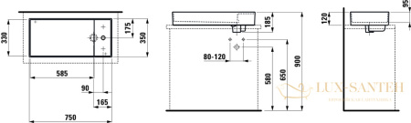 раковина laufen kartell by 8.1233.2.757.112.1 накладная 75 см, белый матовый 