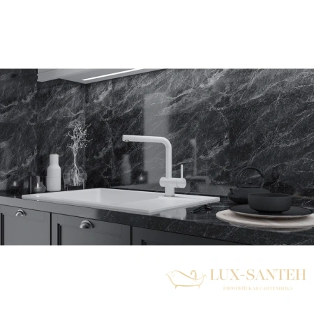 смеситель paulmark dosse do214418-431 для кухни, хром/белый матовый