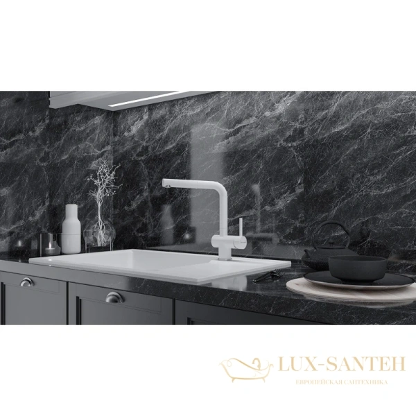 смеситель paulmark dosse do214418-431 для кухни, хром/белый матовый