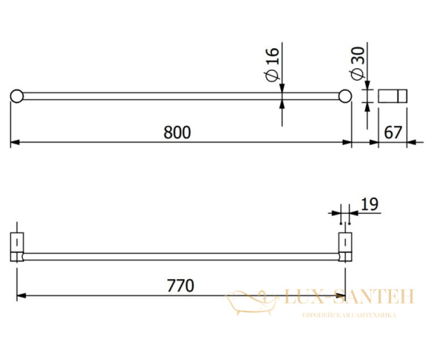 полотенцедержатель 800 мм, kludi vela r, 5896105, хром глянцевый