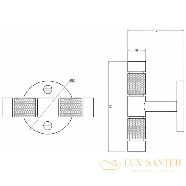 крючок двойной bertocci officina 01, 127 7516 8600, бронза индустриальная