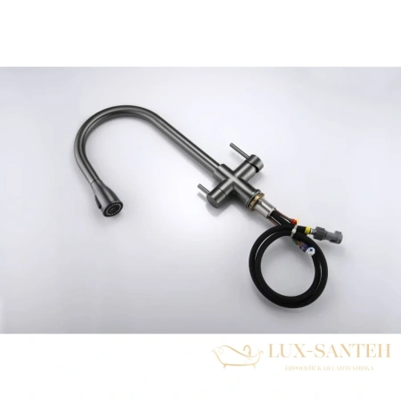 смеситель paulmark lange la214212-gm для кухни с подключением к фильтру, вороненая сталь