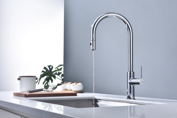 смеситель для кухни под фильтр с выдвижным изливом paulmark galant ga213077-cr, хром