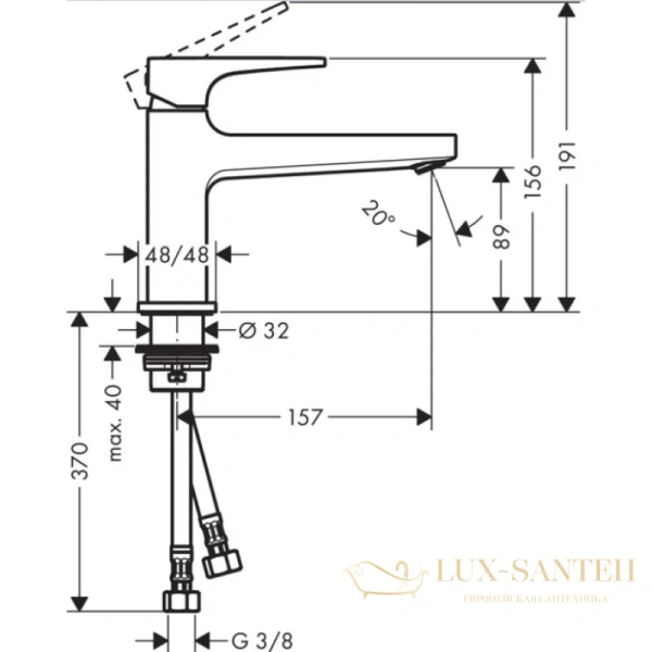смеситель для раковины hansgrohe metropol 32503000, хром