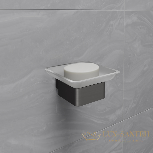 мыльница lemark smooth line 9746018 с держателем, графит