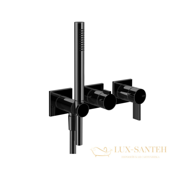 смеситель для душа встраиваемый gessi inverso rigato 73536.706, с душевым комплектом на 2 потребителя, black metal pvd