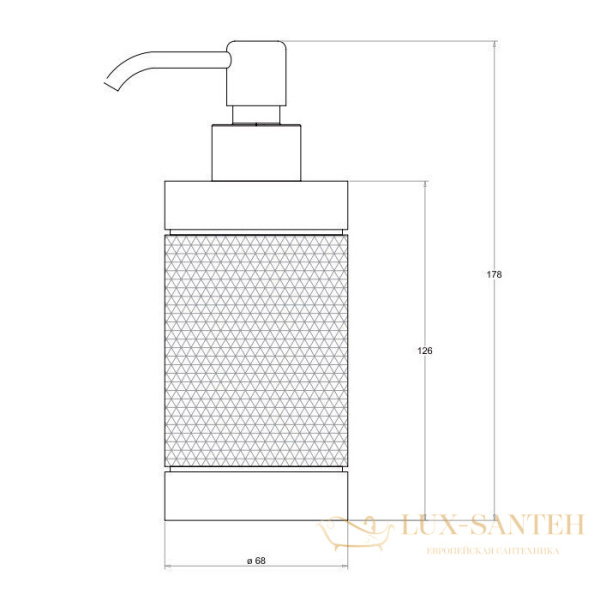 дозатор для жидкого мыла подвесной bertocci officina 01, 127 7528 5050, золото матовое