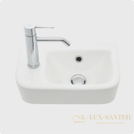 раковина подвесная aquame, aqm5006l, 375*245 мм, 1 отверстие под смеситель, левосторонняя, белый глянцевый