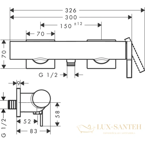 смеситель для душа hansgrohe tecturis e 73620670, черный матовый