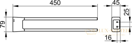 полотенцедержатель двойной 450 мм, keuco aveno 14618370000, черный матовый