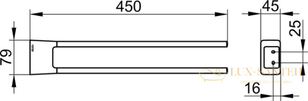 полотенцедержатель двойной 450 мм, keuco aveno 14618010000, хром