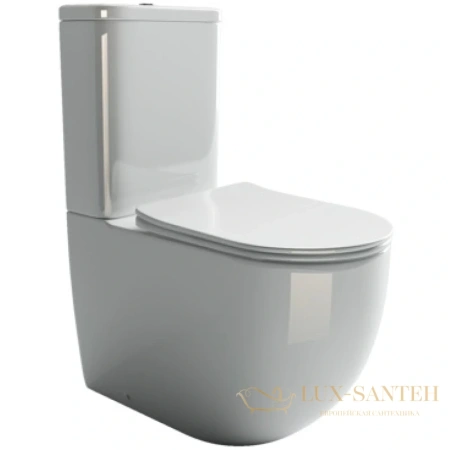 унитаз-компакт безободковый ceramica nova mia cn1801 с сиденьем микролифт, белый