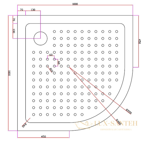 акриловый поддон cezares tray a tray-a-r-100-550-15-w0 для душа 100х100, белый