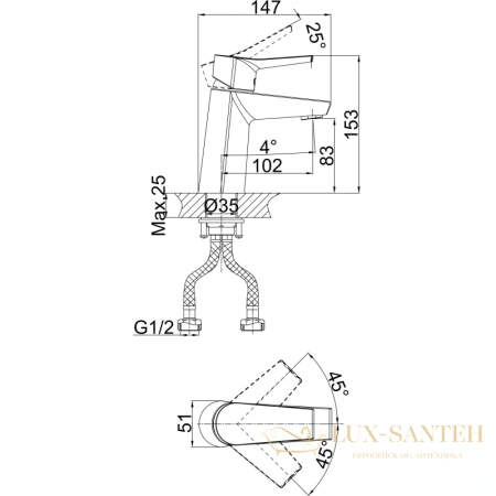 смеситель для раковины d&k rhein.mosel da1262101, хром