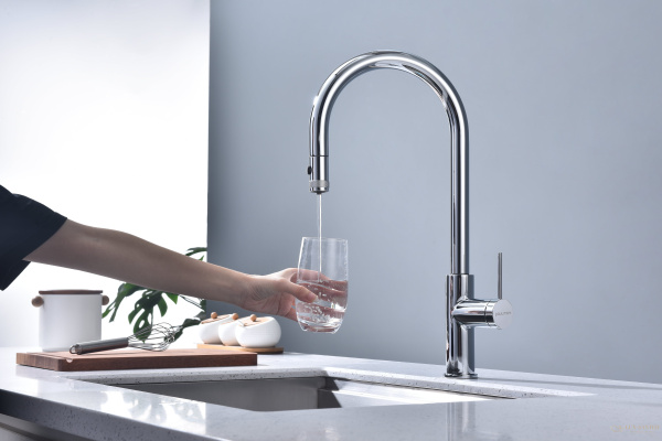 смеситель для кухни под фильтр с выдвижным изливом paulmark galant ga213077-cr, хром