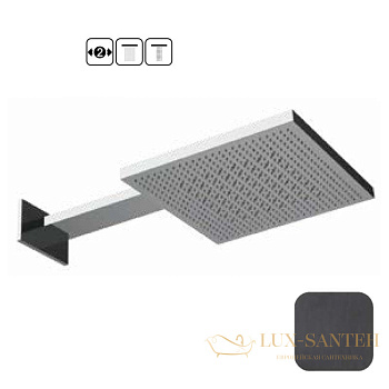 верхний душ 300х300 мм almar velvet e044277.gm, 2 режима, оружейная сталь брашированная pvd