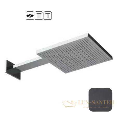 верхний душ 300х300 мм almar velvet e044277.gm, 2 режима, оружейная сталь брашированная pvd