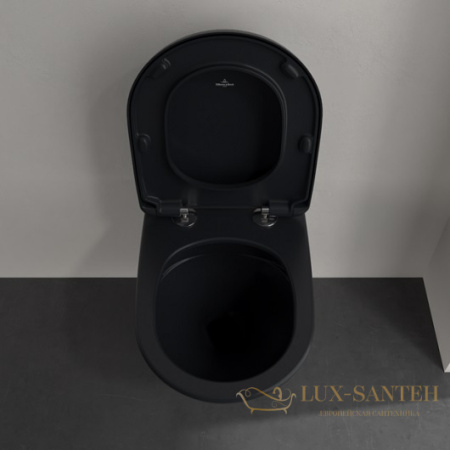 унитаз подвесной villeroy&boch antao 4674t0r7 pure black ceramicplus, безободковый, торнадо, черный матовый