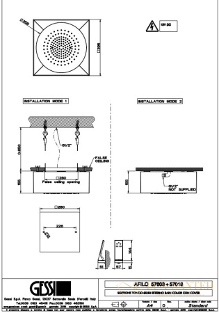 потолочная душевая система gessi inciso 57603.279 внутренняя часть, white cn