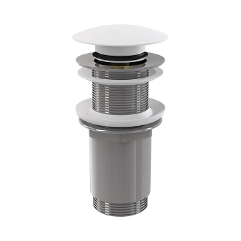 alcaplast донный клапан сифона для умывальника click/clack 5/4, цельнометаллический с большой белой заглушкой, без перелива, для пластиковых и стеклян