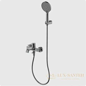 смеситель для ванны aquame asti aqm6412gm, с душевым набором, оружейная сталь
