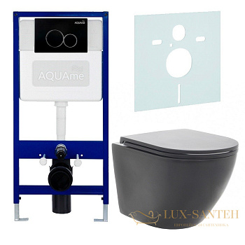 комплект aquame aqm40002mb: инсталляция aqm4002, панель смыва aqm4101b, унитаз aqm2002mb, шумоизоляция aqm0005
