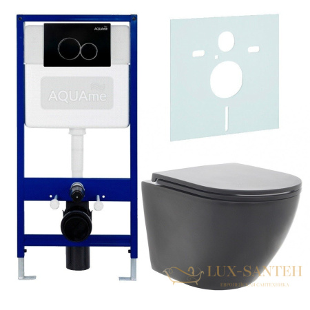 комплект aquame aqm40002mb: инсталляция aqm4002, панель смыва aqm4101b, унитаз aqm2002mb, шумоизоляция aqm0005