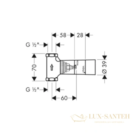 скрытая часть запорного вентиля hansgrohe 15973180 (шпиндельная) 1/2