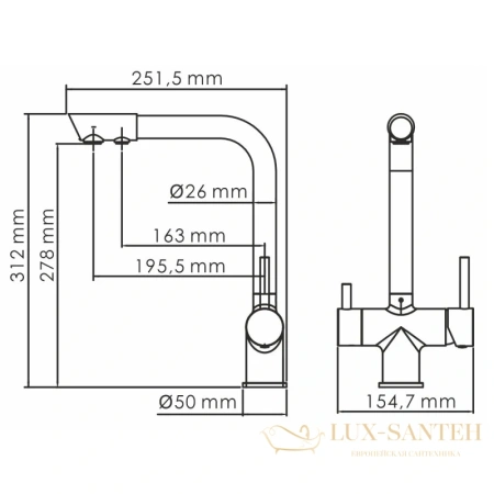 смеситель wasserkraft a8357 для кухни с подключением к фильтру, белый матовый
