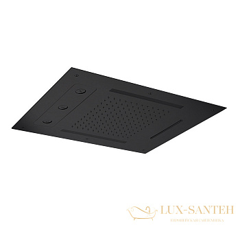 верхний душ встраиваемый 630х480 мм, almar chromotherapy e044190.ab, 3 режима, с хромотерапией, черный хром брашированный pvd