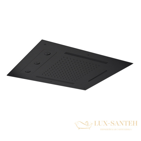 верхний душ встраиваемый 630х480 мм, almar chromotherapy e044190.ab, 3 режима, с хромотерапией, черный хром брашированный pvd