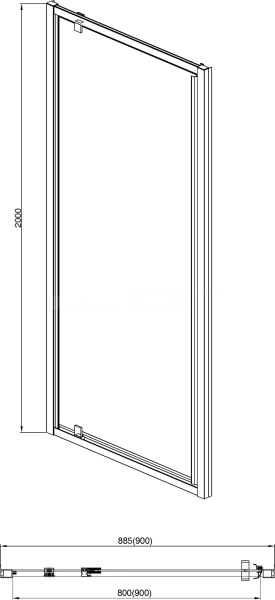 душевая дверь aquatek aq ari pi 09020bl, распашная 900x2000 профиль черный, стекло прозрачное