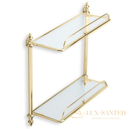 полка стеклянная stil haus complementi el694elite(16) 2-х уровневая с ограждением, золото